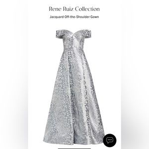 Renee Ruiz Couture Silver off the shoulder gown